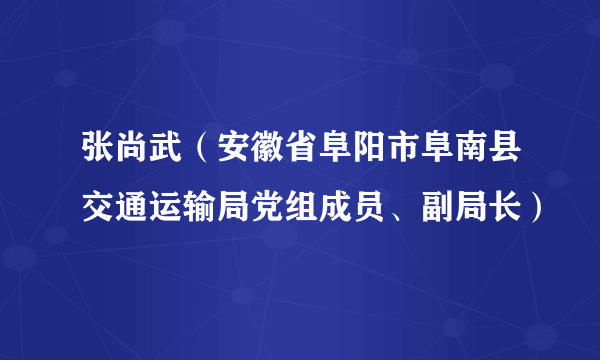 张尚武（安徽省阜阳市阜南县交通运输局党组成员、副局长）