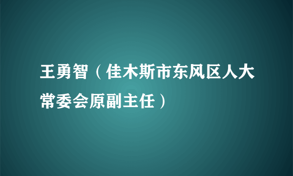 王勇智（佳木斯市东风区人大常委会原副主任）