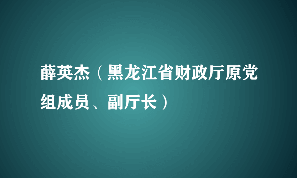 薛英杰（黑龙江省财政厅原党组成员、副厅长）