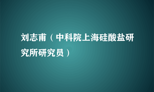 刘志甫（中科院上海硅酸盐研究所研究员）