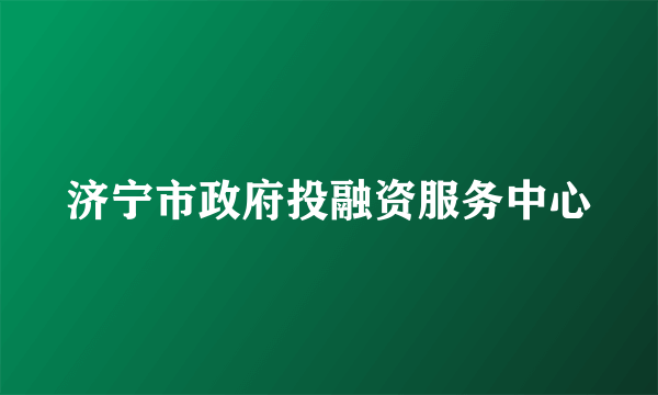 济宁市政府投融资服务中心