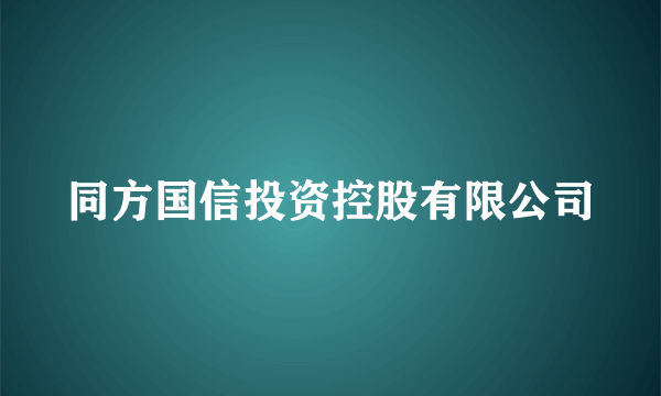 同方国信投资控股有限公司