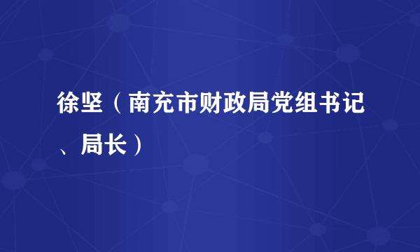 徐坚（南充市财政局党组书记、局长）