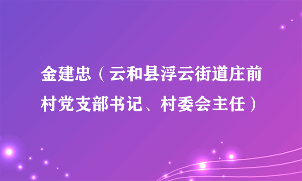 金建忠（云和县浮云街道庄前村党支部书记、村委会主任）