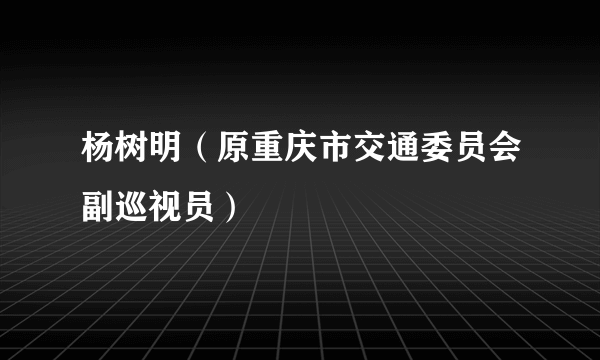 杨树明（原重庆市交通委员会副巡视员）