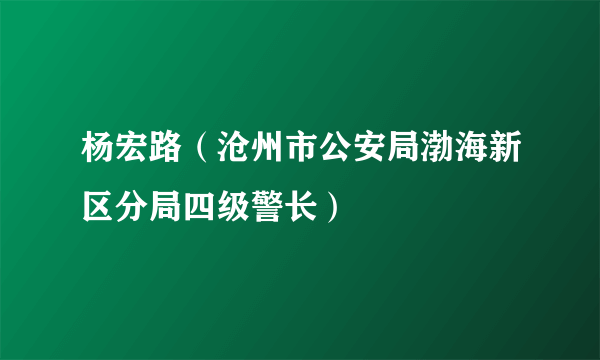 杨宏路（沧州市公安局渤海新区分局四级警长）