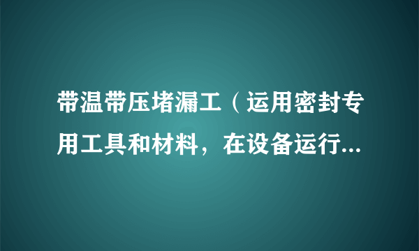 带温带压堵漏工（运用密封专用工具和材料，在设备运行状态下进行泄漏状态检测、封堵方式确定及泄漏流体现场封堵的作业人员）