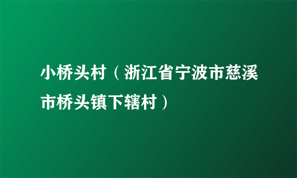 小桥头村（浙江省宁波市慈溪市桥头镇下辖村）