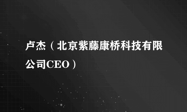 卢杰（北京紫藤康桥科技有限公司CEO）