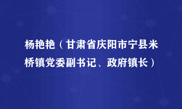 杨艳艳（甘肃省庆阳市宁县米桥镇党委副书记、政府镇长）