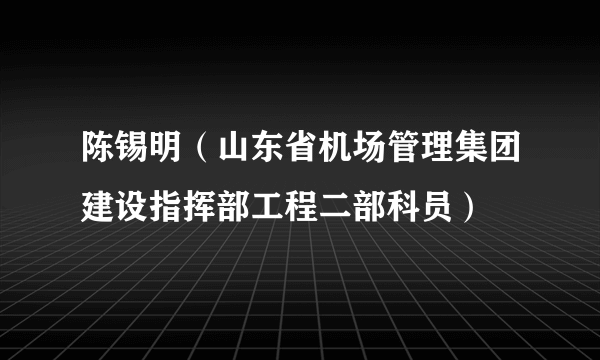 陈锡明（山东省机场管理集团建设指挥部工程二部科员）