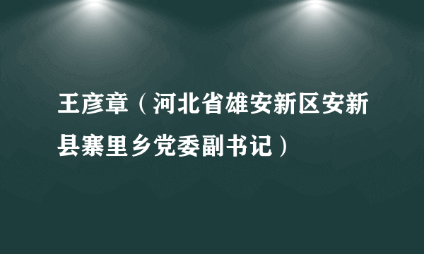 王彦章（河北省雄安新区安新县寨里乡党委副书记）