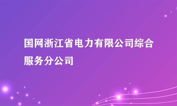 国网浙江省电力有限公司综合服务分公司