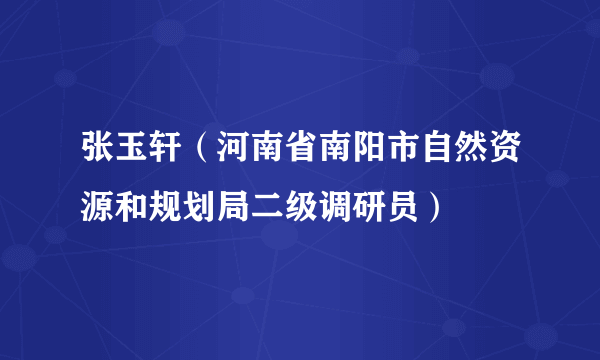 张玉轩（河南省南阳市自然资源和规划局二级调研员）