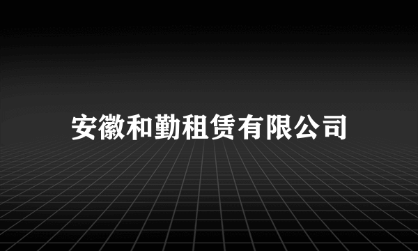 安徽和勤租赁有限公司