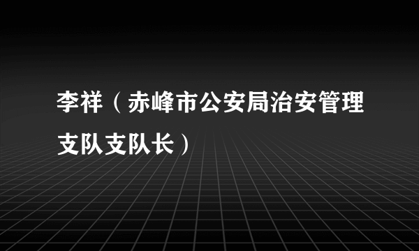 李祥（赤峰市公安局治安管理支队支队长）