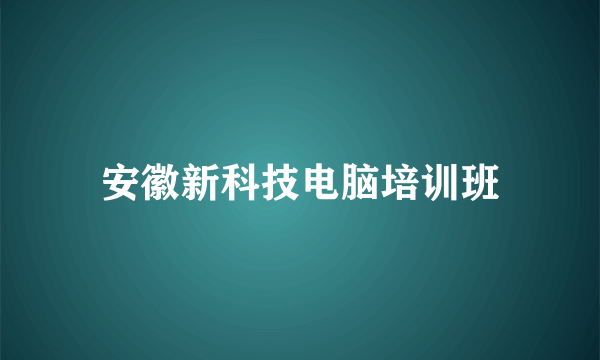 安徽新科技电脑培训班