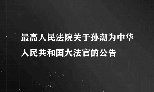 最高人民法院关于孙潮为中华人民共和国大法官的公告