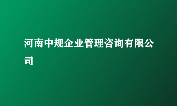 河南中规企业管理咨询有限公司