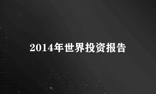 2014年世界投资报告