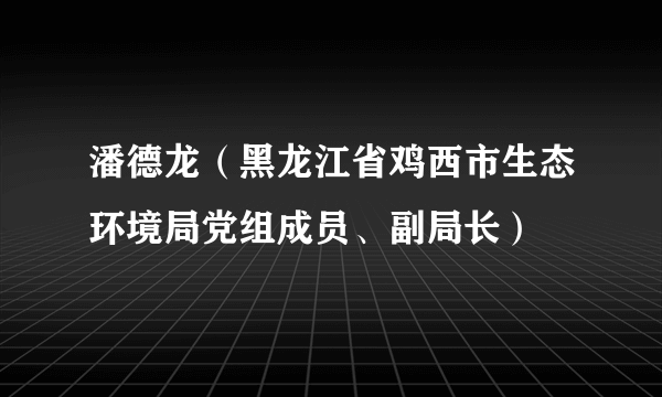 潘德龙（黑龙江省鸡西市生态环境局党组成员、副局长）