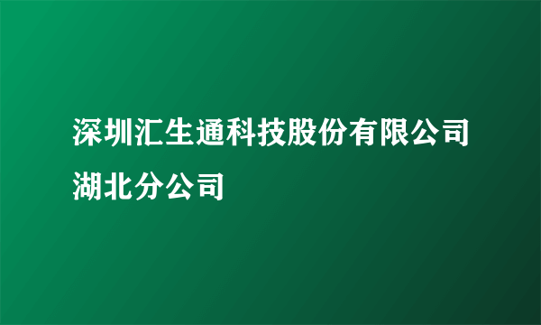 深圳汇生通科技股份有限公司湖北分公司