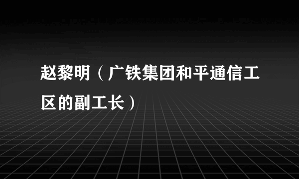 赵黎明（广铁集团和平通信工区的副工长）