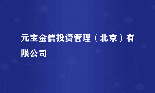 元宝金信投资管理（北京）有限公司