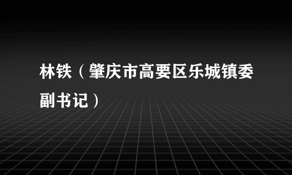 林铁（肇庆市高要区乐城镇委副书记）