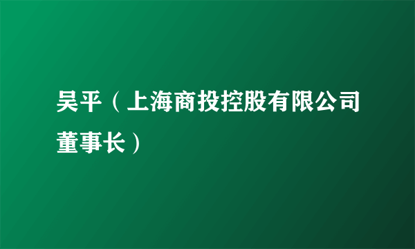 吴平（上海商投控股有限公司董事长）