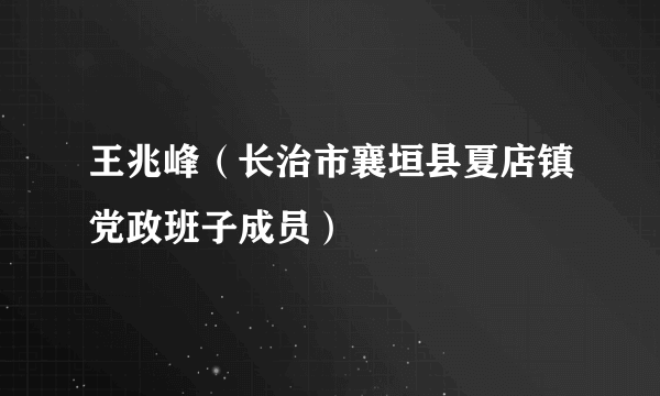 王兆峰（长治市襄垣县夏店镇党政班子成员）