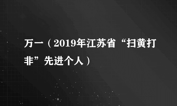 万一（2019年江苏省“扫黄打非”先进个人）