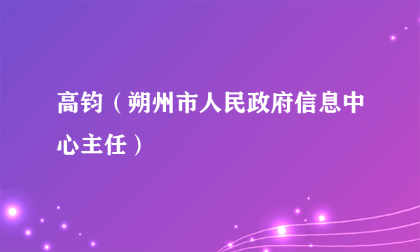 高钧（朔州市人民政府信息中心主任）