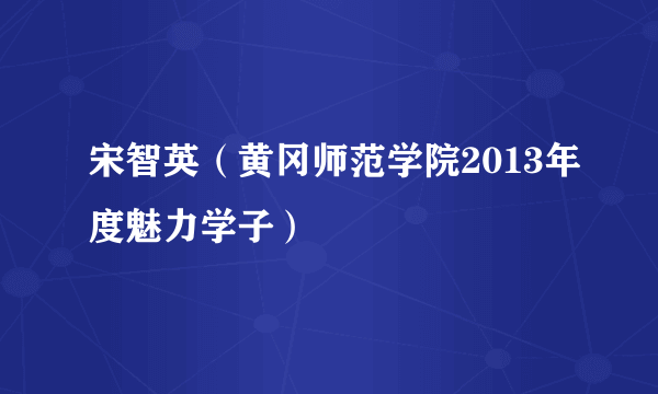 宋智英（黄冈师范学院2013年度魅力学子）