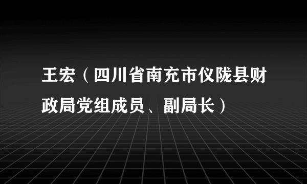 王宏（四川省南充市仪陇县财政局党组成员、副局长）