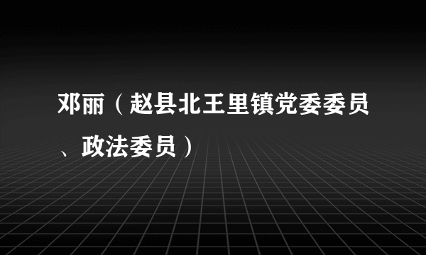 邓丽（赵县北王里镇党委委员、政法委员）