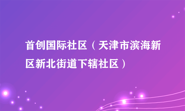 首创国际社区（天津市滨海新区新北街道下辖社区）