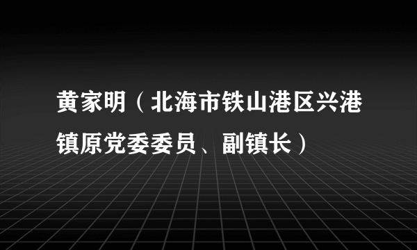 黄家明（北海市铁山港区兴港镇原党委委员、副镇长）