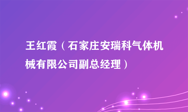 王红霞（石家庄安瑞科气体机械有限公司副总经理）