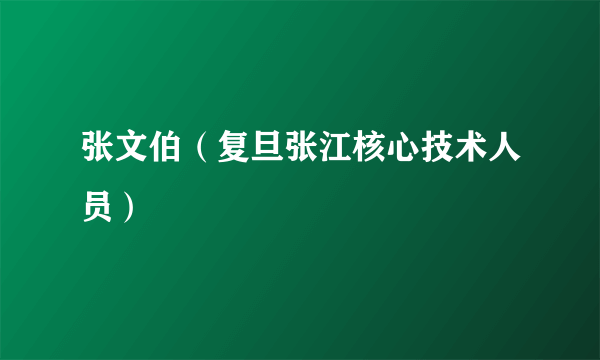 张文伯（复旦张江核心技术人员）