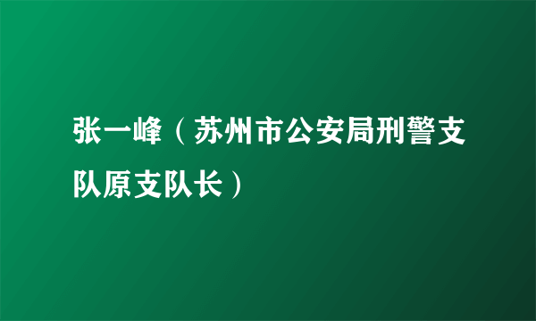 张一峰（苏州市公安局刑警支队原支队长）