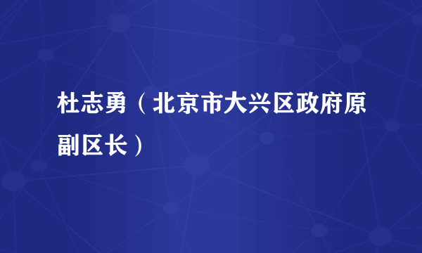 杜志勇（北京市大兴区政府原副区长）