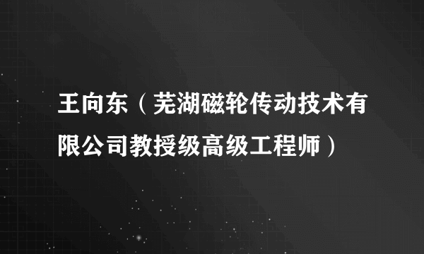 王向东（芜湖磁轮传动技术有限公司教授级高级工程师）