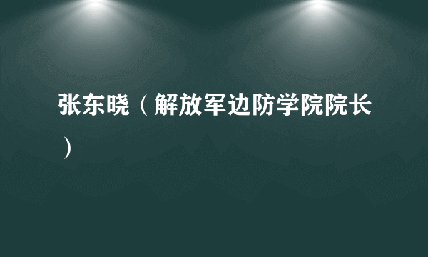 张东晓（解放军边防学院院长）