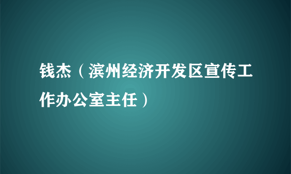 钱杰（滨州经济开发区宣传工作办公室主任）