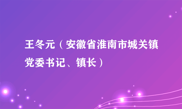 王冬元（安徽省淮南市城关镇党委书记、镇长）