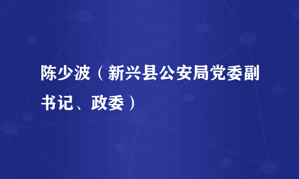 陈少波（新兴县公安局党委副书记、政委）