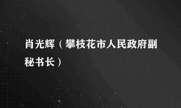 肖光辉（攀枝花市人民政府副秘书长）