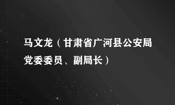 马文龙（甘肃省广河县公安局党委委员、副局长）