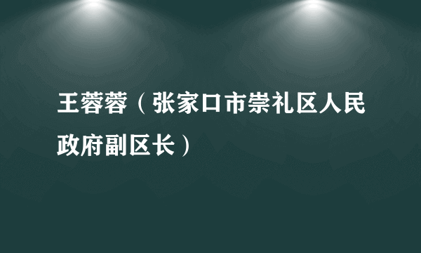 王蓉蓉（张家口市崇礼区人民政府副区长）